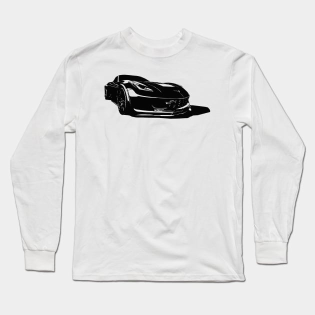 C7 Corvette Stingray - monochrome stylized #2 Long Sleeve T-Shirt by mal_photography